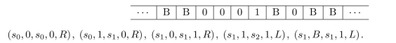 For the following Turing machines T , find the final tape when T is run on the following tape, beginning in the initial position (the first nonzero entry from the left):