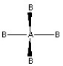 Which of the following pictures best illustrates a tetrahedral shape for the molecule AB4? A)    B)    C)    D)   
