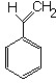 Connect three monomeric styrene units to make a short segment of the polymer polystyrene. The structure of styrene is below.  
