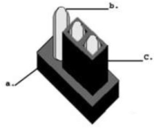   -In the figure, the item labeled c is the A)  Pin B)  Jumper block C)  Jumper D)  Heat sink