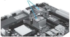  -Reference the figure. What are the two components shown? A)  Dual CPUs B)  Chipset C)  ZIF sockets D)  Heat sinks