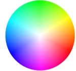 In this color circle, what dimension of color is represented by the perimeter of the circle?   A) saturation B) hue C) brightness D) lightness quality