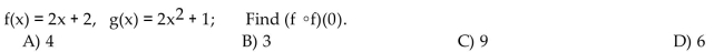 For the given functions f and g, find the requested composite function value.