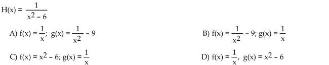 Find functions f and g so that f ° g = H.