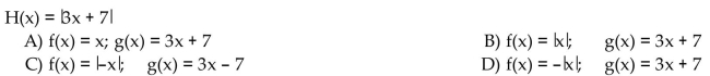 Find functions f and g so that f ° g = H.