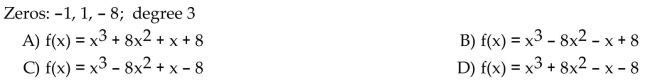 Form a polynomial whose zeros and degree are given. Use a leading coefficient of 1.