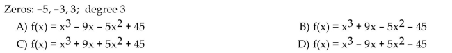 Form a polynomial whose zeros and degree are given. Use a leading coefficient of 1.