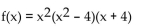 Write the word or phrase that best completes each statement or answers the question. Analyze the graph of the given function f as follows: (a) Determine the end behavior: find the power function that the graph of f resembles for large values of |x|. (b) Find the x- and y-intercepts of the graph. (c) Determine whether the graph crosses or touches the x-axis at each x-intercept. (d) Graph f using a graphing utility. (e) Use the graph to determine the local maxima and local minima, if any exist. Round turning points to two decimal places. (f) Use the information obtained in (a) - (e) to draw a complete graph of f by hand. Label all intercepts and turning points. (g) Find the domain of f. Use the graph to find the range of f. (h) Use the graph to determine where f is increasing and where f is decreasing.