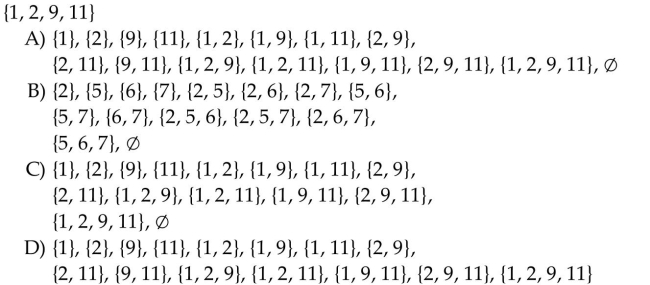 Write down all the subsets of the given set.