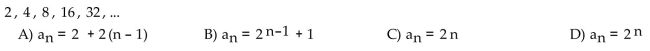 The given pattern continues. Write down the nth term of the sequence suggested by the pattern.