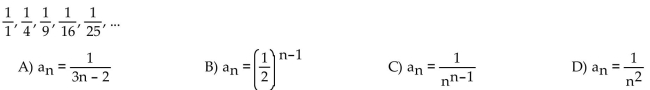 The given pattern continues. Write down the nth term of the sequence suggested by the pattern.