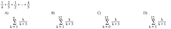 Express the sum using summation notation.