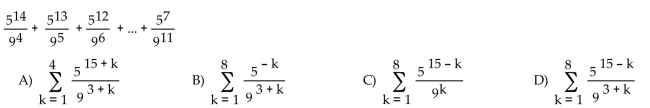 Express the sum using summation notation.