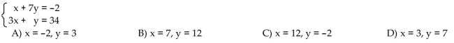 Solve the system of equations by using substitution.