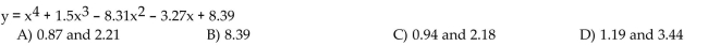 Use ZERO (or ROOT) to approximate the positive x-intercepts of the equation. Round to two decimal places.  <div style=padding-top: 35px> 
