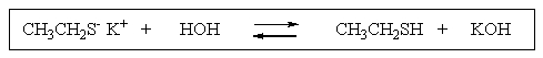 To which side (if any) would the following equilibrium lie?   A)  to the left B)  to the right C)  equally to the right and left D)  there is no way to tell E)  only S<sub>N</sub>2,S<sub>N</sub>1 and E2 reactions are possible