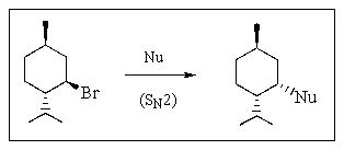 S<sub>N</sub>2 substitution at secondary halides and sulfonates is often complicated by competing E2 elimination.Which of the nucleophiles below would you choose to obtain the highest yield in an S<sub>N</sub>2 reaction with menthyl bromide?   A)  CH<sub>3</sub>ONa B)  CH<sub>3</sub>CO<sub>2</sub>Na C)  (CH<sub>3</sub>) <sub>3</sub>N D)  (CH<sub>3</sub>) <sub>3</sub>COK E)  C<sub>6</sub>H<sub>5</sub>SNa