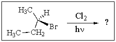 Counting all stereoisomers,how many monochlorinated products of the free-radical chlorination of (R) -2-bromobutane are possible? (Note that the starting compound is one enantiomer only.)    A)  3 B)  4 C)  5 D)  6 E)  8