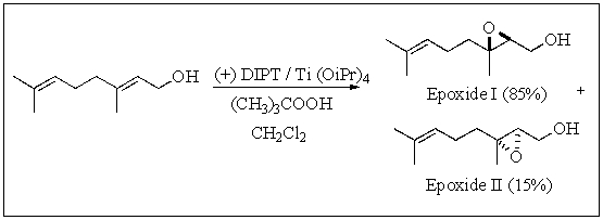 Sharpless epoxidation of geraniol gave two products,epoxide I (85%) and epoxide II (15%) .This mixture of epoxides represents what percent optical purity (or percent enantiomeric excess,% ee) ?   A)  0% B)  15% C)  70% D)  85% E)  100%