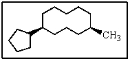What would be the name of the following?   A)  5-cyclopentyl-1-methylcyclononane B)  cis-1-cyclopentyl-5-methylcyclodecane C)  cis-5-methyl-1-cyclopentylcyclododecane D)  trans-cyclopentyl-5-methylcyclodecane E)  (5-methylcyclodecyl) cyclopentane