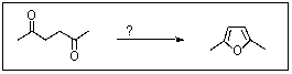 Which reagent might convert 2,5-hexanedione to 2,5-dimethylfuran?   A)  NaBH<sub>4</sub>,CH<sub>3</sub>OH B)  H<sub>2</sub>,Pt C)  NaOH,heat D)  P<sub>2</sub>O<sub>5</sub> E)  Na,EtOH