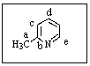 You would expect a powerful electrophile (e.g.,Br<sup>+</sup>) to attack 2-methylpyridine mostly at which carbon?   A)  Position a B)  Position b C)  Position c D)  Position d E)  Position e