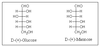 D-(+) -Glucose and D-(+) -Mannose have the same molecular formula (C<sub>6</sub>H<sub>12</sub>O<sub>6</sub>) .Which of the following describes the relationship between these two sugars?   A)  Constitutional isomers B)  Diastereomers C)  Enantiomers D)  Anomers E)  no correct answer