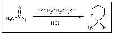 Why is the following reaction typically done?   A)  To protect the aldehyde against oxidation B)  To render the molecule inert to organometallic reagents C)  To make the aldehyde CH more acidic D)  To render the molecule more fragrant E)  To protect the aldehyde against reduction