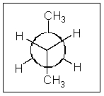 What is the name given to the Newman projection of the butane conformation shown here?   A)  eclipsed B)  gauche C)  staggered D)  anti E)  skewed
