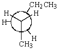 Consider the potential energy diagram for rotation about the C2-C3 bond in pentane.The position marked  A  most likely corresponds to which of the following Newman projections?   A)    B)    C)    D)    E)   