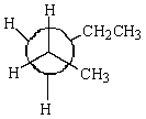 Consider the potential energy diagram for rotation about the C2-C3 bond in pentane.The position marked  A  most likely corresponds to which of the following Newman projections?   A)    B)    C)    D)    E)   