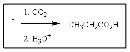 What reagent(s) is (are) needed to complete the reaction shown?   A)  CH<sub>3</sub>CH<sub>2</sub>Br B)  KMnO<sub>4</sub>/<sub> </sub><sup>-</sup>OH C)  CH<sub>3</sub>CH<sub>2</sub>MgBr D)  CH<sub>3</sub>Li E)  CH<sub>3</sub>COCl