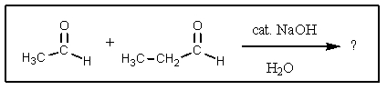 Which product would you not expect in the crossed aldol reaction between acetaldehyde and propionaldehyde?   A)    B)    C)    D)    E)   
