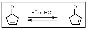 Indicate to which side,if any,the following equilibrium lies:   A)  To the right B)  To the left C)  Equally to right and left D)  Cannot be predicted E)  Major product is an enol or enolate ion,respectively