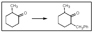 Which set of reagents would be needed for the following conversion?   A)  NaOCH<sub>2</sub>CH<sub>3</sub>,CH<sub>3</sub>I B)  PhCH<sub>2</sub>MgBr,then H<sub>3</sub>O<sup>+</sup> C)  CH<sub>3</sub>MgBr,then PhCH<sub>2</sub>Br D)  H<sub>3</sub>O<sup>+</sup>,then PhCH<sub>2</sub>Br E)  LDA,then PhCH<sub>2</sub>Br