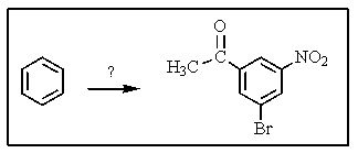 Which of the following sequences of reactants would you expect to convert benzene to the substituted aromatic shown below?   A)    B)    C)    D)  both A and B E)  both B and C