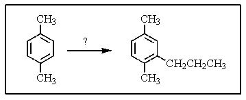 What reagent(s) would be required to accomplish the following reaction?   A)  CH<sub>3</sub>CH<sub>2</sub>C(=O) Cl,AlCl<sub>3</sub> B)  CH<sub>3</sub>CH<sub>2</sub>CH<sub>2</sub>Cl,AlCl<sub>3</sub> C)  Reagents in A,followed by HCl,Zn(Hg) ,<font face= symbol ></font> D)  Reagents in B followed by zinc and HCl E)  CH<sub>3</sub>CH=CH<sub>2</sub>,H<sub>2</sub>SO<sub>4</sub>