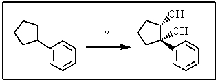 Which of the reagents below would best accomplish the following transformation?   A)  H<sub>2</sub>O + cat.H<sub>2</sub>SO<sub>4</sub> B)  CH<sub>3</sub>CO<sub>3</sub>H,then NaOH + H<sub>2</sub>O C)  Br<sub>2</sub> + H<sub>2</sub>O D)  O<sub>3</sub> then Zn + HCl E)  KMnO<sub>4</sub> + <sup>-</sup>OH/ H<sub>2</sub>O