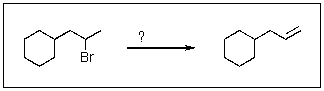 What reagent would give the highest yield of the product shown below?   A)  K<sup>+-</sup>OtBu B)  NaCN C)  CH<sub>3</sub>S<sup>-</sup>Na<sup>+</sup> D)  NaOH E)  CH<sub>3</sub>O<sup>-</sup>Na<sup>+</sup>