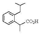 The proton NMR spectrum of a carboxylic acid,C<sub>13</sub>H<sub>18</sub>O<sub>2</sub>,commonly sold as an over-the-counter headache remedy,is shown below.Note: the CO<sub>2</sub>H proton is not shown,and the multiplicity of the peaks are noted (d = doublet,q = quartet,m = multiplet) .Which structure is that of this pharmaceutical?   A)     B)    C)    D)    E)   