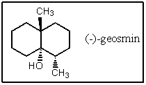 A fairly common algal metabolite is the compound (-) -geosmin,which imparts a musty odor to water even at concentrations in the ppb range.What is the molecular formula of geosmin?   A)  C<sub>11</sub>H<sub>20</sub>O B)  C<sub>12</sub>H<sub>22</sub>O C)  C<sub>11</sub>H<sub>21</sub>O D)  C<sub>12</sub>H<sub>20</sub>O E)  C<sub>12</sub>H<sub>21</sub>O