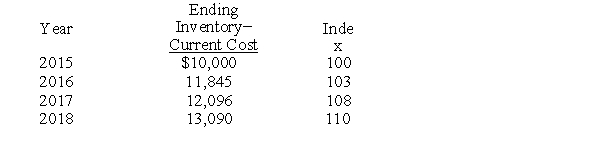 Morris Corp. uses dollar-value LIFO. Certain information follows:    Compute the ending 2018 inventory. A)  $11,900 B)  $11,985 C)  $12,006 D)  $12,090