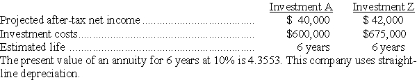 A company has a decision to make between two investment alternatives.The company requires a 10% return on investment.Predicted data is provided below:    Required: (a)Calculate the net present value for each investment. (b)Which investment should this company select? Explain.