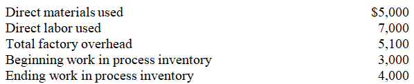 Use the cost information below for Laurels Company to determine the manufacturing costs added during the current year:   A) $12,000. B) $16,100. C) $17,100. D) $18,100. E) $13,600.