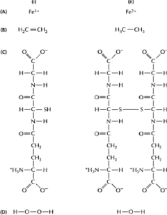 For each of the pairs A-D in Figure 3-54, pick the more reduced member of the pair.   Figure 3-54<div style=padding-top: 35px> 