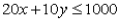 What is the equation of the line representing this constraint?   A)    B)    C)    D)   