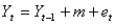 The random walk model is written as:   .In this model,   represents the A) average of the Y's. B) average of the X's. C) forecasted value. D) random series with mean 0 and some constant standard deviation.