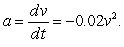 A particle moving along the x-axis encounters a resisting force that results in an acceleration of   Given that   cm and v = 35 cm/s at t = 0, find the position x as a function of t.