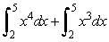 Answer true or false. The area between y = x<sup>4</sup> -x<sup>3</sup> and the x-axis on [2, 5] is   .