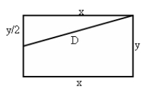 A rectangle is to have an area of 32 in<sup>2</sup>. What should be its dimensions if the distance from one corner to the mid-point of a nonadjacent side is to be a minimum?  